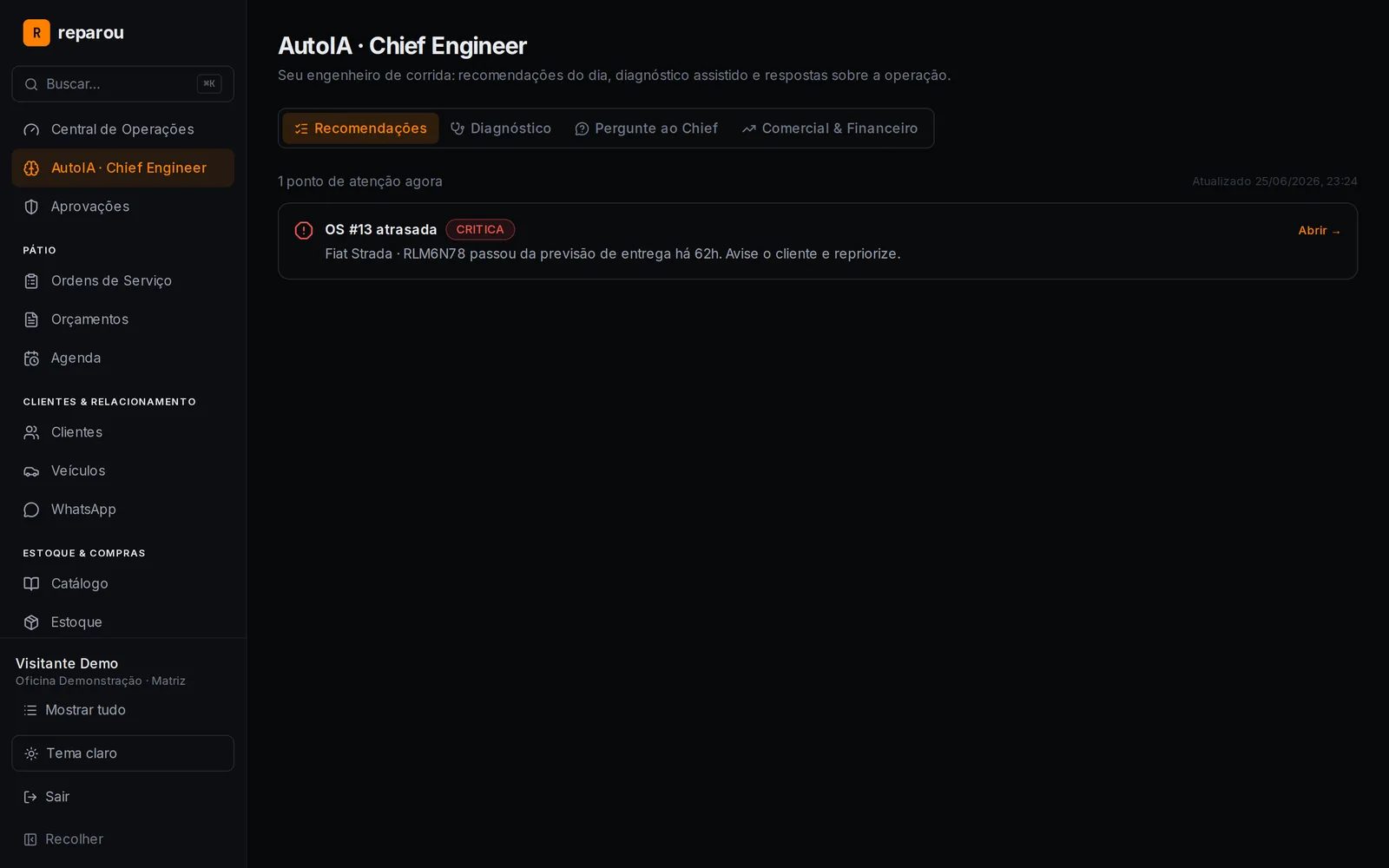 O Chief Engineer no comando